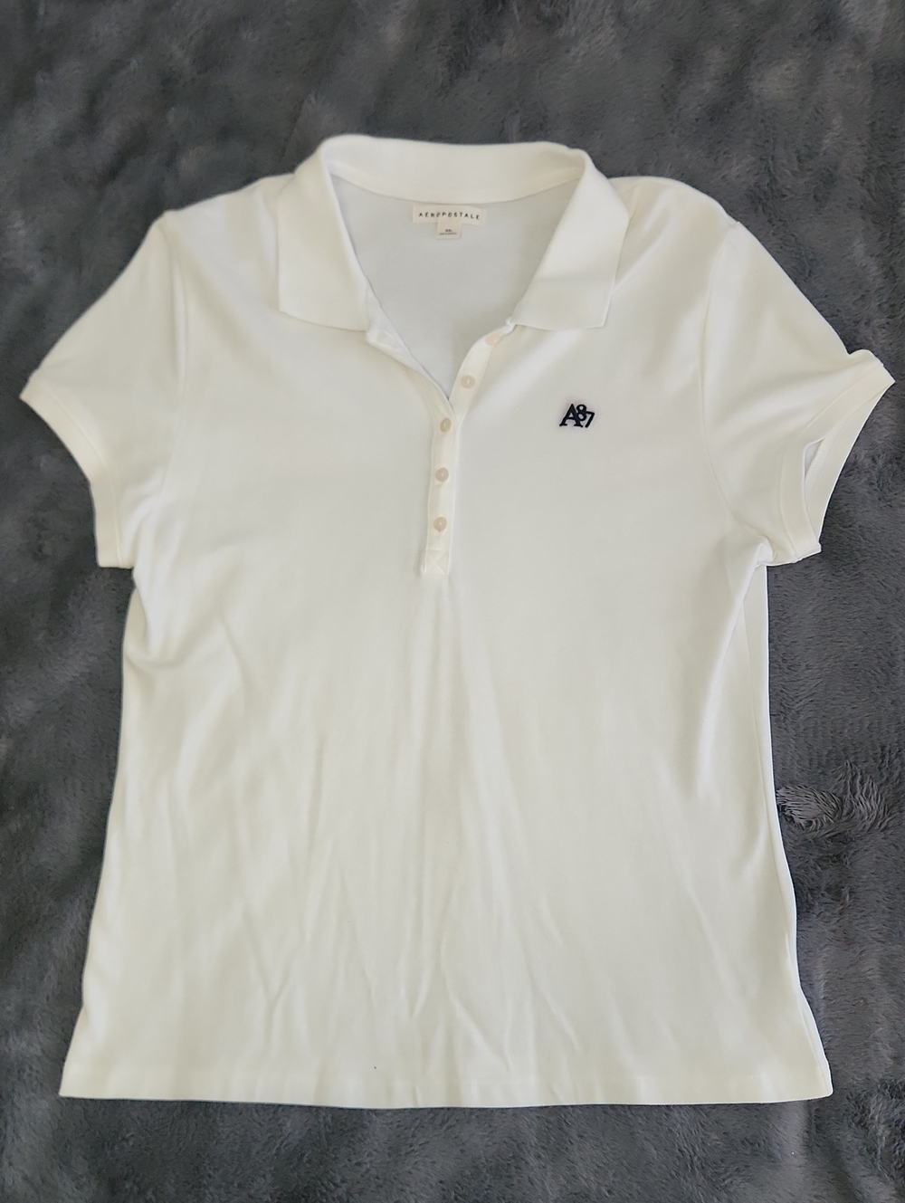Aeropostale White Women's Polo with Navy A87 Embroidery